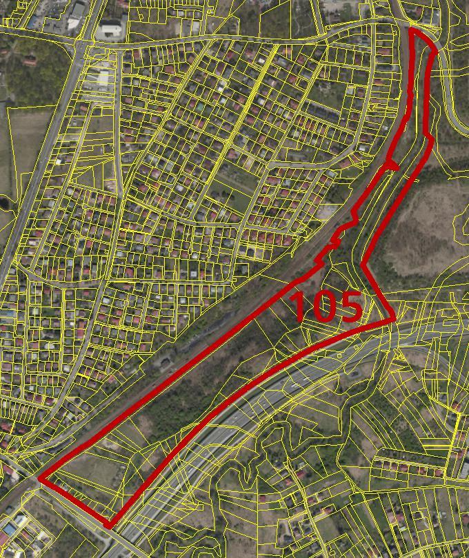 Obszar nr 105 Rys. 1 Granice obszaru na tle ortofotomapy Rys. 2 Granice obszaru na tle Planszy K1 (Struktura przestrzenna) zmiany Studium UWARUNKOWANIA 1.