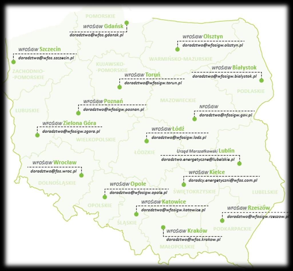 Zasięgiem obejmuje cały kraj Poziom ogólnokrajowy NFOŚiGW Partner Wiodący Jednostka Realizująca Projekt Doradztwa (JRP) Poziom regionalny Partnerzy 14