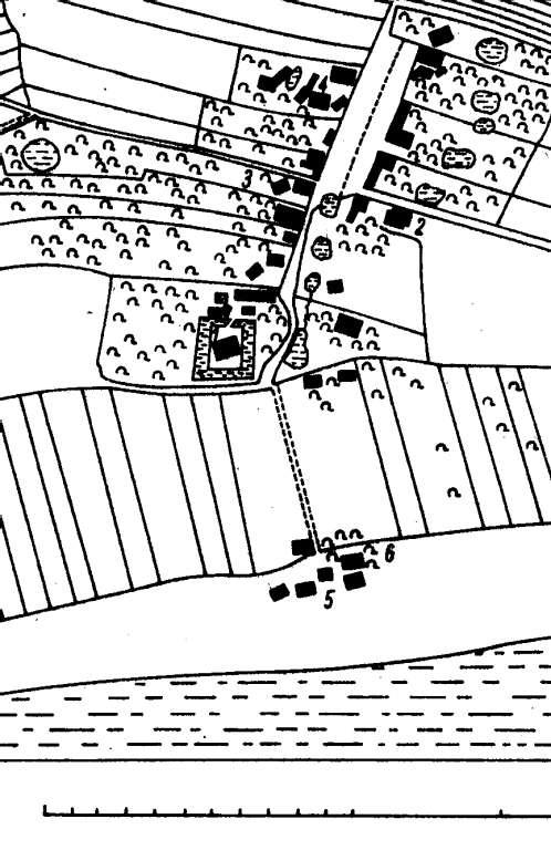 SOPOT plan z ok. 1714 r. 1 Dwór Francuski 2 Karczma 3 Dwór Hiszpański 4 Do 1612 r.