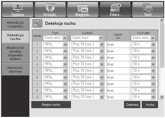 Zdarz. Aby uzyskać więcej informacji, patrz <Ustawienia zdarzenia>.