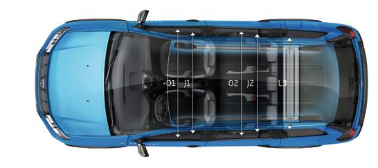 SCHEMATY Z WYMIARAMI NOWA DACIA LOGAN MCV POJEMNOŚĆ BAGAŻNIKA (dm 3 ) (wg normy ISO 3832) LOGAN MCV Konfiguracja 5-miejscowa 573 Konfiguracja 2-miejscowa ze złożoną tylną kanapą 1518 WYMIARY (mm) A