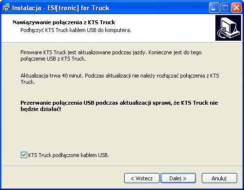 Należy postępować zgodnie ze wskazówkami wyświetlanymi na ekranie. 6. W oknie "Wybór kraju" wybrać kraj, w którym stosowany jest tester KTS Truck.