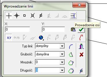 Podwarstwę dodajemy jak poprzednio. 4. Osie rysujemy dla wszystkich działek ewidencyjnych pod drogami z zakresu (na odpowiednich warstwach).