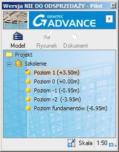 Krok 5: Tworzenie lokalnego widoku z góry/dołu W trybie Model w Pilocie, uaktywnij kondygnację Poziom 1 i wyświetl wszystkie pozostałe kondygnacje. Rysunek 214: Pilot aktywne kondygnacje 1.