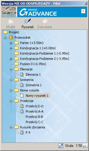 W trybie Model w Pilocie Kliknij dwa razy na Przewodnik i uaktywnij wszystkie kondygnacje. 2.