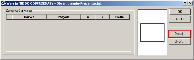 W oknie Właściwości Prezentacja 4, w polu Zawartość, zaznacz opcję Obramowanie. Rysunek 392: Dodawanie obramowania do arkusza 2.