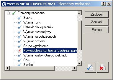 Kliknięcie na znak spowoduje przełączenie go na znak, który oznacza wyłączenie prezentacji wybranego obiektu. 4.