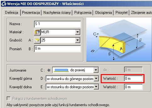 Krok 9: Zmiana wysokości ścian szybu windy 1. Wybierz ściany szybu windy. Rysunek 179: Wybór ścian 2. Na pasku właściwości kliknij na aby otworzyć okno właściwości. 3.