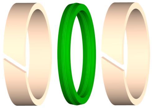 OD H10 Od h8 G Małogabarytowe elementy uszczelniające do cylindrów hydraulicznych ęzeł uszczelniający tłokowy (typoszereg standardowy) US+2PwP ersja I ersja II 1 Od OD 1 Ød h8 ØD H10 Od t ØD Ød G 1 1