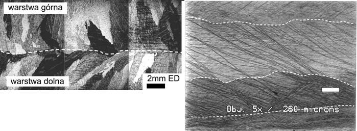 zgniotów. Sprzyja to formowaniu się pasm ścinania, których obecność w sposób istotny wpływać może na kształtowanie się tekstury rekrystalizacji w wyrobach finalnych [1,2].
