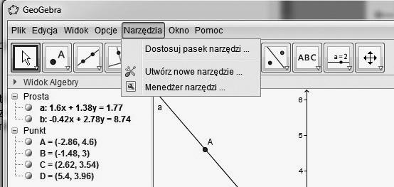 (dodawanie lub usuwanie z paska Dostosuj pasek narzędzi), tworzenie nowego narzędzia Utwórz