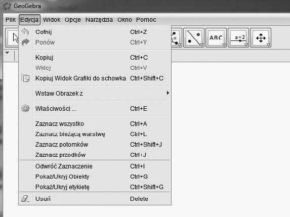 Krótki opis programu GeoGebra 195 w widoku grafiki utworzymy jakiś rysunek.