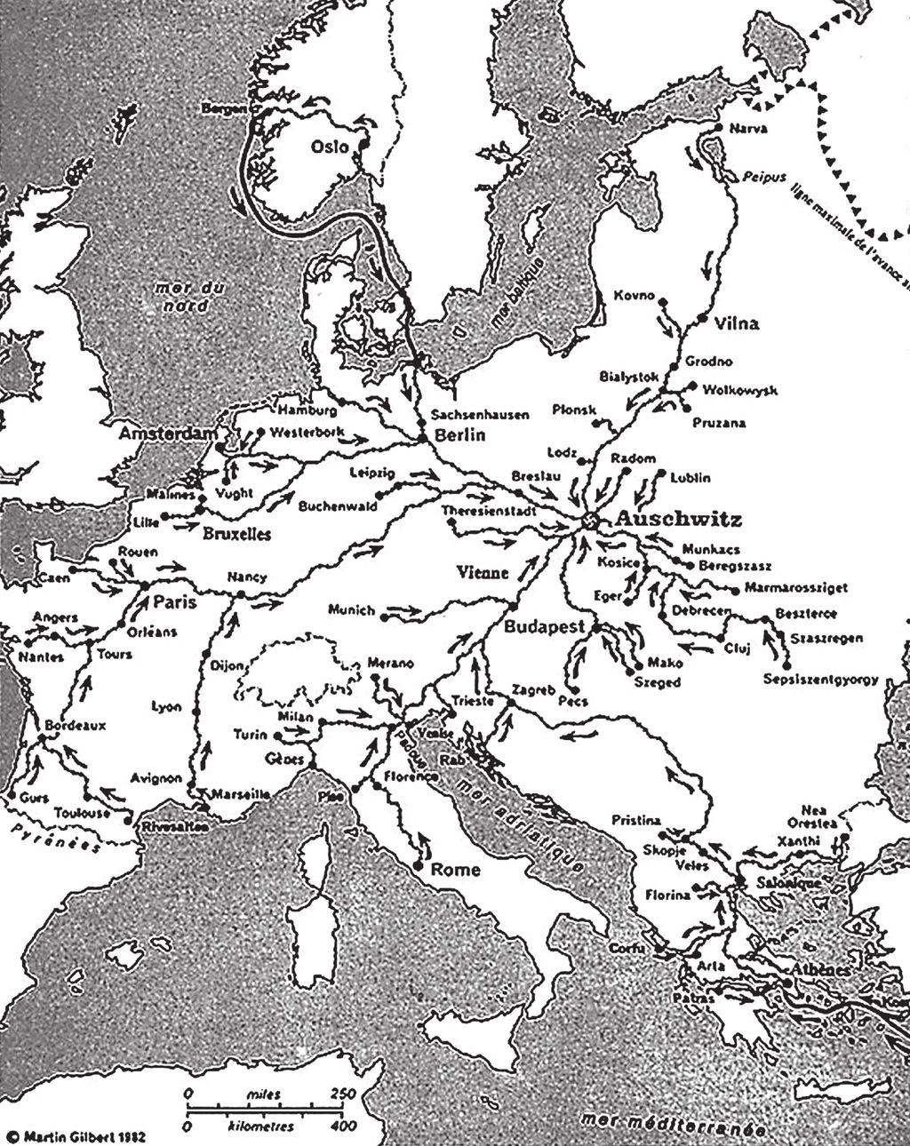 PrameŇ B Železničné trate využívané Nemcami na prevoz židovského obyvateľstva do Osvienčimu v období od 03/1942 do 11/1944