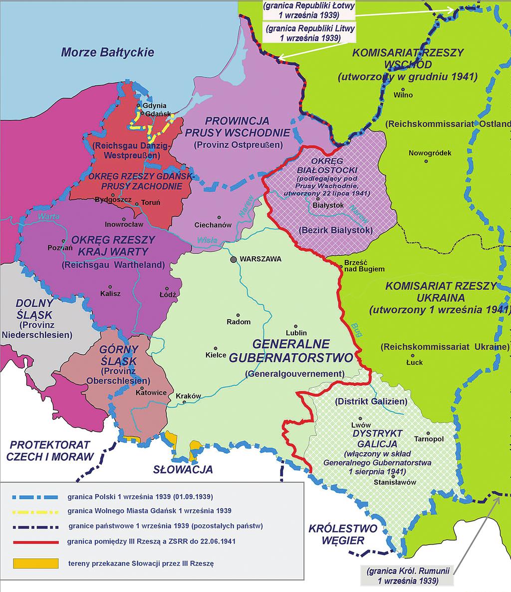 Dejiny susedov Višehradské krajiny vo vzájomných pohľadoch a perspektívach PrameŇ C Poľské územie zabrané 3. ríšou (rozdelenie po 22. júni 1941) Poľská hranica 1.