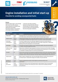 SI 0027 Engine installation and initial start-up Checklist for