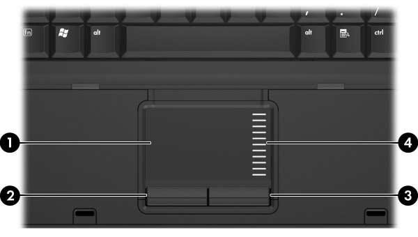 Płytka dotykowa TouchPad 1 Płytka dotykowa TouchPad* Umożliwia przesuwanie wskaźnika, a także zaznaczanie oraz aktywowanie elementów na ekranie.