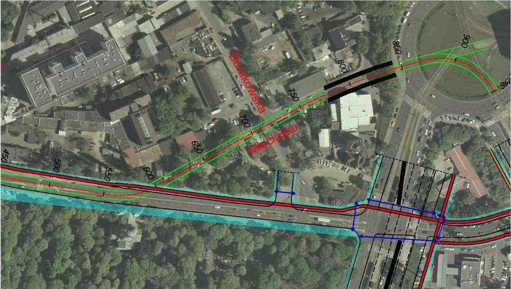 Studium obsługi komunikacyjnej Dzielnicy śoliborz 80 Rys. 42. Schemat rozwiązań w rejonie ronda Zgrupowania AK Radosław, wariant B-2 Rys. 43.