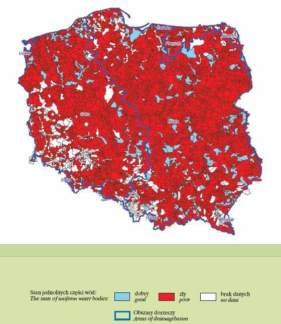 ZANIECZYSZCZENIE WÓD POWIERZCHNIOWYCH I PODZIEMNYCH Stan jednolitych części wód rzek w 2008 r.