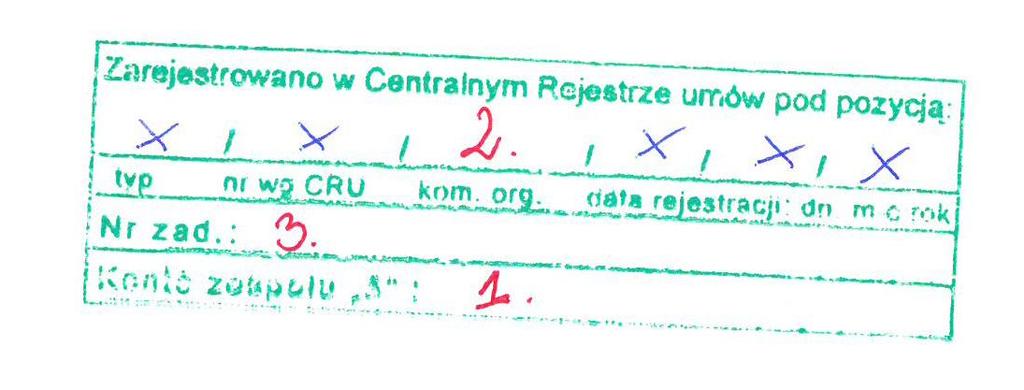 Numer księgowy: 1. Konto zespołu. 2. Komórka organizacyjna. 3. Nr zadania. 4. np.