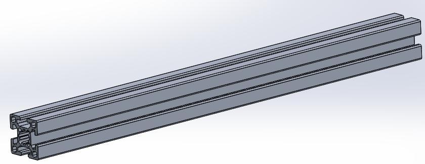 Długość belki L = 500 mm. Masa ok. 1kg. Rys. 1 Przekrój poprzeczny. Rys. 2 Profil zamodelowany w programie Solidworks.