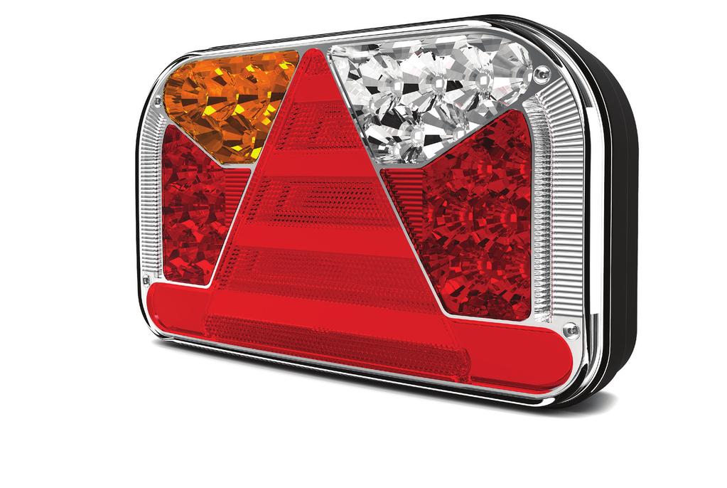 7-funkcyjna tylna lampa typu LED niski pobór prądu Homologacja europejska E9 Homologacja kompatybilności elektromagnetycznej EMC onstrukcja lampy odporna na wstrząsy i uszkodzenia mechaniczne klosz C