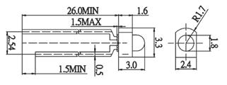 OLB.1.8c3000 ciepły warm OLB.1.8c5800 zimny cold OLN.1.8c0800 OLZ.1.8c2500 OLC.1.8c2800 OLY.1.8c2800 OLR.1.8c0750 różowy pink OLP.1.8c4000 pomarańczowy Diody LED 1.8mm, przeźroczyste LED diodes 1.