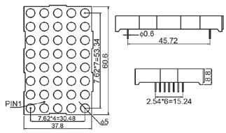 Matryce LED 1.4, 5x8 punktów LED matrix 1.4, 5x8 dots Matryce LED 2.3, 5x8 punktów, 60.6x37.8mm LED matrix 2.3, 5x8 dots, 60.6x37.8mm OWM14A581UHR-21 OWM14B581G-21 645-120 30 2.1 2.5-100 30 2.2 2.