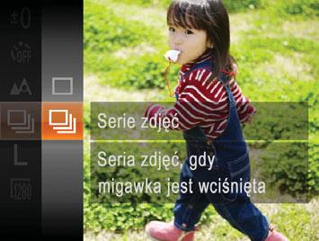 Naciśnij przycisk <m>, wybierz w menu opcję [ ], a następnie wybierz ustawienie [W] (= ). Po wprowadzeniu ustawień pojawia się ikona [W]. Zrób zdjęcie lub nagraj film.