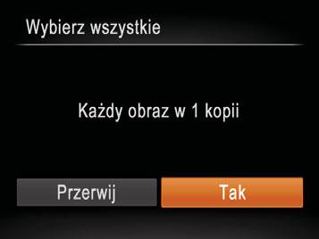 Dodawanie poszczególnych zdjęć Wybierz opcję [Wybierz]. Po wykonaniu procedury podanej w podrozdziale Określanie sposobu wyboru (= ) wybierz opcję [Wybierz] i naciśnij przycisk <m>. Wybierz zdjęcie.