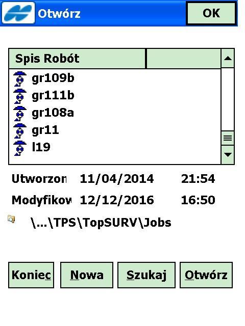 4. W oknie Otwórz klikamy Nowa dla utworzenia nowej roboty. 5.