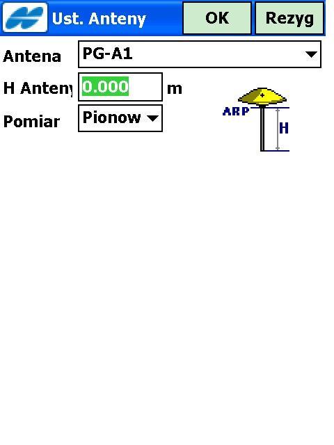 W oknie Ust Anteny, w odpowiednich wierszach, sprawdzamy lub edytujemy parametry dotyczące anteny odbiornika. Klikamy OK i wracamy do okna Stanowisko St. 34.