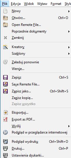 [19/22] Writer Drukowanie dokumentu Drukowanie dokumentu najlepiej rozpocząć od sprawdzenia, jak będzie on wyglądał na papierze. Służy do tego funkcja Podgląd wydruku.