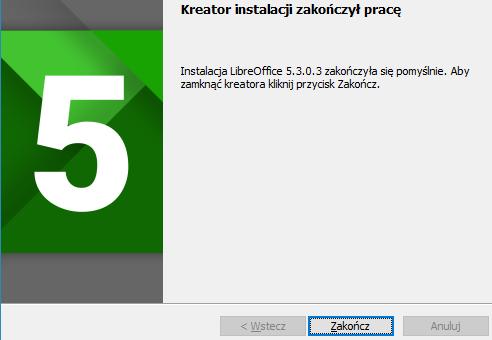 [4/22] Writer Rysunek 9. Szósty krok instalacji pakietu LibreOffice 5.