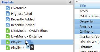 Utwory zostaną dodane do listy odtwarzania. Aby utworzyć listę odtwarzania, wybierz polecenie New Playlist (Nowa lista odtwarzania). Dla utworów zostanie utworzona nowa lista odtwarzania.