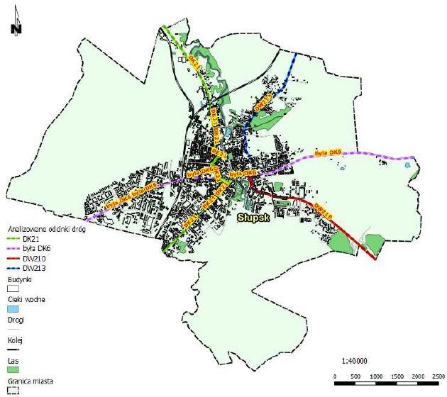 Dziennik Urzędowy Województwa Pomorskiego 16 Poz. 670 Rysunek 2Sieć dróg objętych niniejszym programem na terenie miasta Słupsk (źródło: mapa akustyczna dla miasta Słupska.