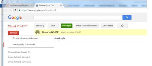 należy wybrać przycisk Drukuj Wybrać opcję Prześlij