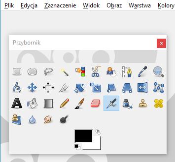 [4/34] GIMP 1 - Aby zamknąć okno Przybornika należy kliknąć krzyżyk w prawym górnym rogu okna.