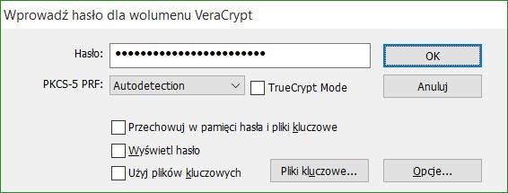 2. Wpisujemy hasło i potwierdzamy 3. Wolumen powinien zostać zamontowany 4. W Mój komputer obok zaszyfrowanego dysku powinien się pojawić drugi z odszyfrowaną zawartością.