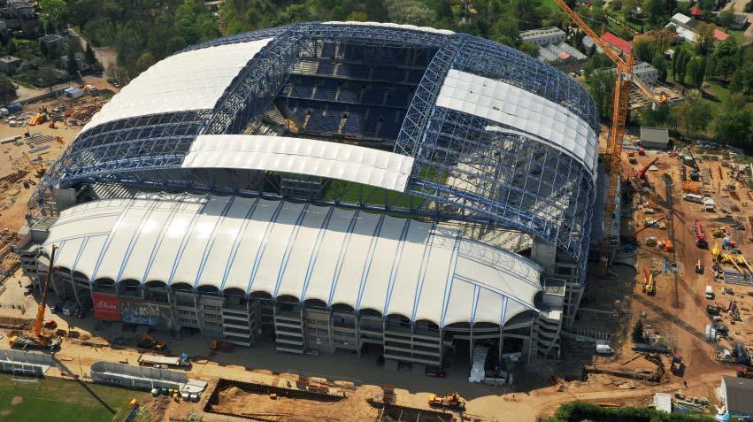 BUDOWNICTWO INŻYNIERYJNE Geoinżynieria Wszystkie elementy konstrukcji stalowej stadionu ważą łącznie 5412 ton.
