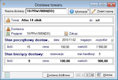 Rys. 84 Okno Dostawa towaru.