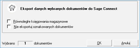 Podczas eksportu użytkownik programu może określić następujące parametry: oznaczaj wyeksportowane dokumenty - Powoduje specjalne oznakowanie wyeksportowanych dokumentów sprzedaży, prezentowane na