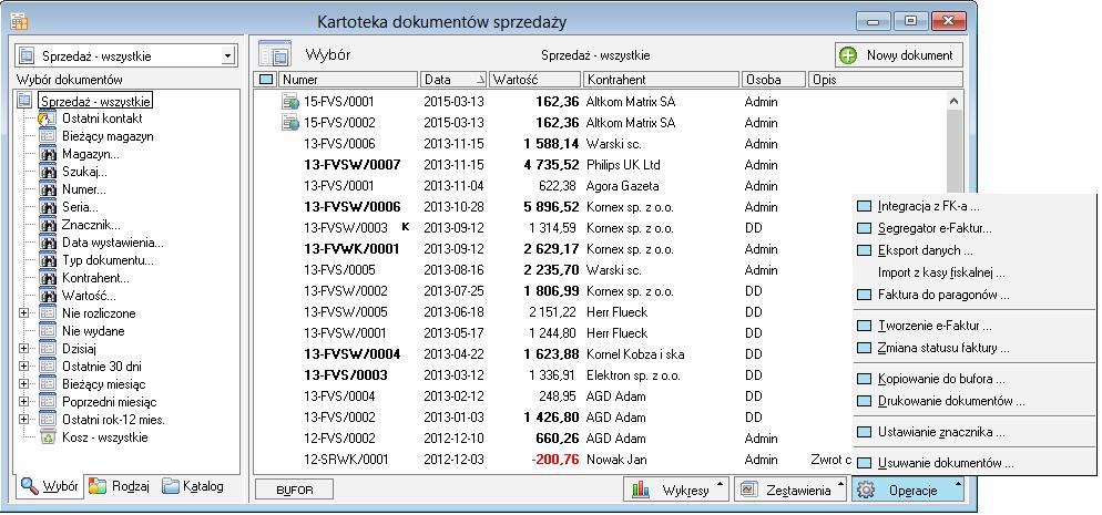 można wykonywać czynności związane z administrowaniem danymi.