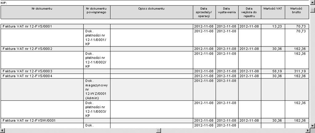 10.3.1.5 Wykonaj raport > Kontrola biznesowa kosztów zakupu towarów Raport prezentuje dla każdej faktury zakupu informacje: ile towaru wydano już z tego zakupu i kiedy to nastąpiło.