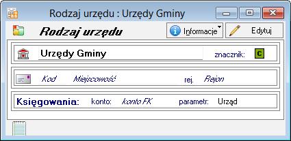 Zakładka Urząd / Pracownik zawiera następujące dane: Kod - Unikalny zapis identyfikujący pracownika lub urząd na listach.