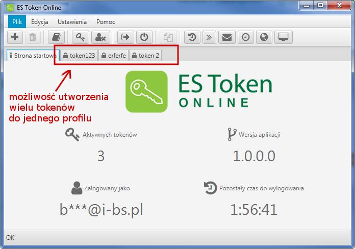 Rysunek 28: Strona startowa ES Token Online - Plik - Usuń token 5.