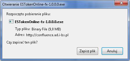 Rysunek 3: Pobranie pliku ES Token Online Rysunek 4: Uruchomienie pliku ES Token