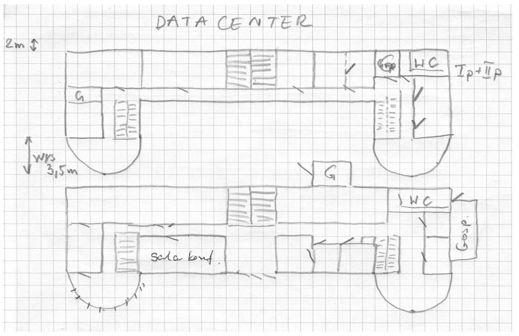 Datacenter Budynek dwupiętrowy o dużej