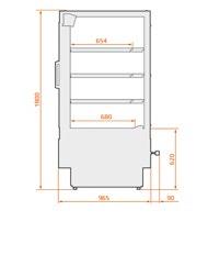 stainless steel exposition surface digital thermometer metal bumper expansion valve electronic control panel internal LED lighting single glass (SG) double glass (DG) easy system of servicing and