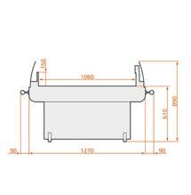 condensate fitted with castors inox bumper movable exposition surface PL WYPOSAŻENIE STANDARDOWE energy saving system oszczędność energii elektrycznej easy system of servicing and maintenance łatwa w