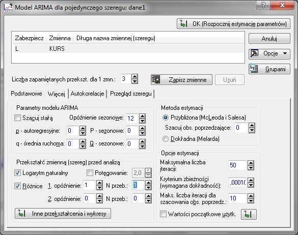 Rozważmy poprzedni przykład ceny miedzi w programie Saisica. Dane o ceny miedzi za okres od6.04